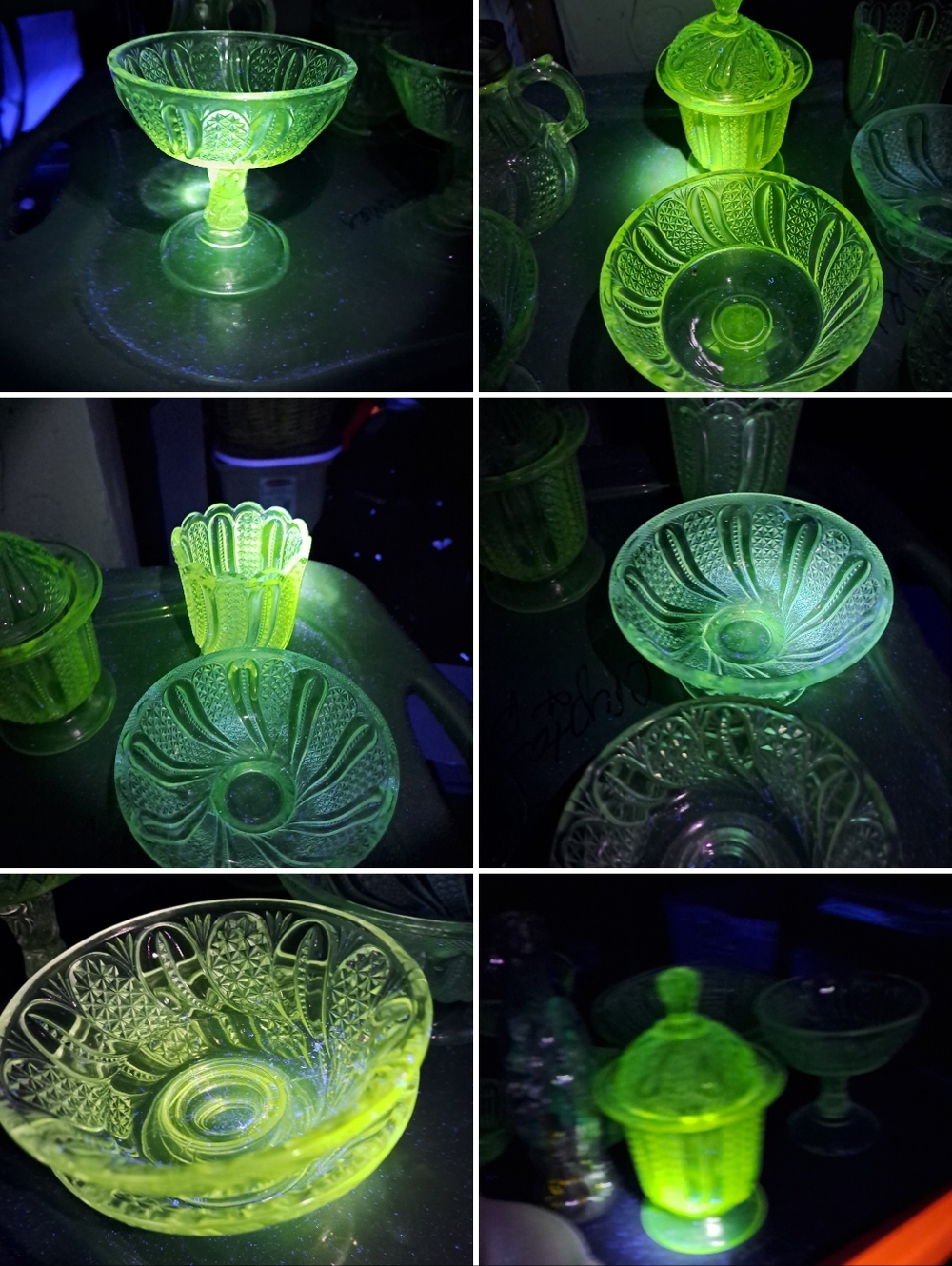 10 Pieces 1800s Crystal Glows Under Both Lights